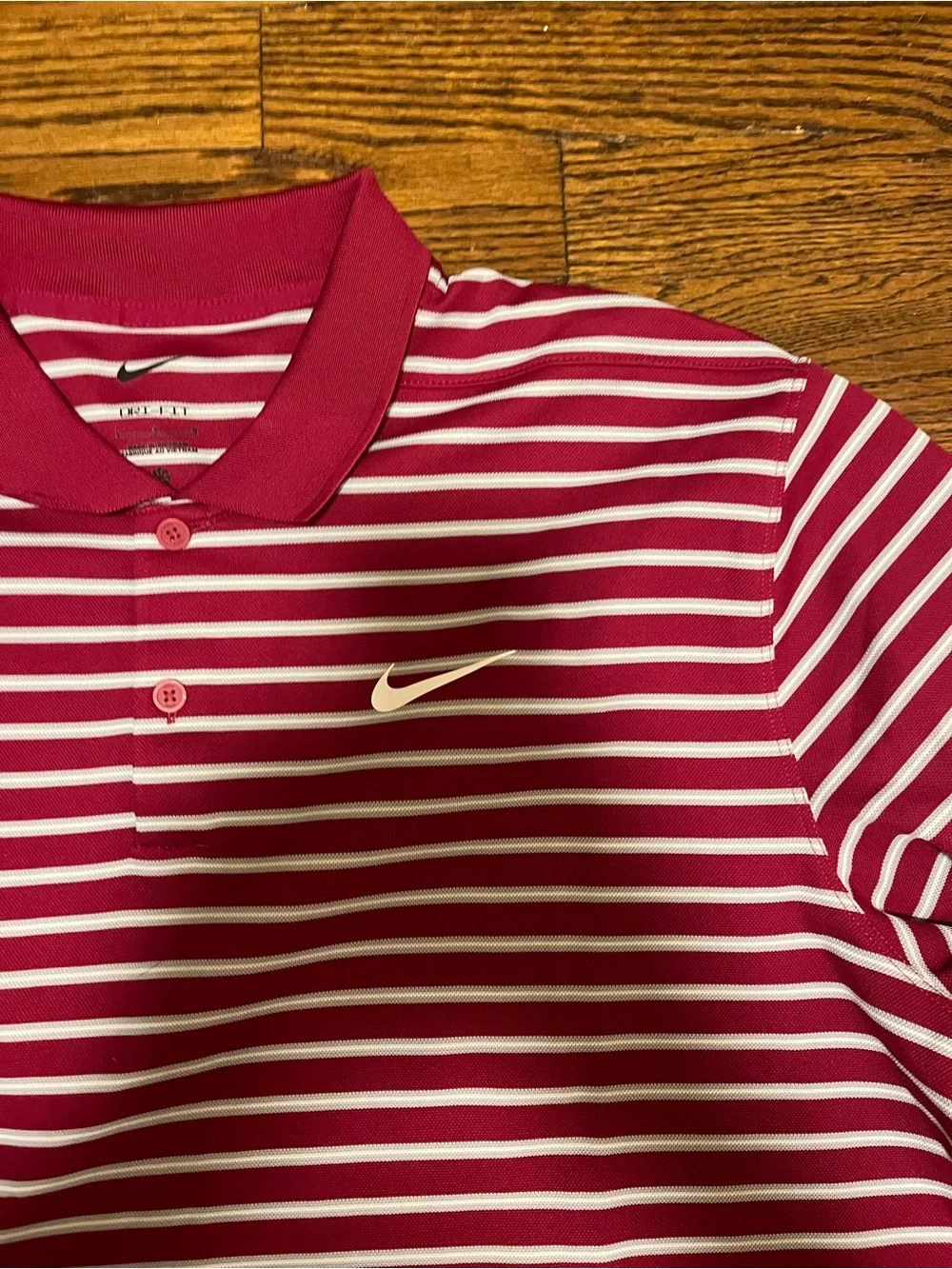 Nike Men’s Maroon & White Striped Polo Shirt